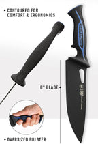 Dalstrong Chef Knife Professional - 8” - Night Shark Series - 7CR17MOV High Carbon Steel - Titanium Coated Blade - Water Outdoor & Fishing- Polypropylene Handle -w/Chef Knife Cover - NSF Certified