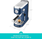 CASABREWS Espresso Machine 20 Bar, Professional Espresso Maker with Milk Frother Steam Wand, Espresso Coffee Machine with 34oz Removable Water Tank, Sapphire Blue