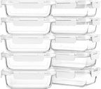 M MCIRCO [10-Pack,22 Oz Glass Meal Prep Containers,Glass Food Storage Containers with lids,Glass Lunch Containers,Microwave, Oven, Freezer and Dishwasher, White