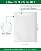Quart Vacuum Sealer Bags for Food, 8x11 Inch, BPA Free Heavy Duty Vacuum Seal Bags for Food Saver, Freezer, Seal a Meal, Sous Vide, Meal Prep, Preprinted Labeling Area, Precut 100 count