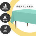 Exquisite 66% Thicker Premium Plastic Table Cloth Rectangle Table Cover 0.5 Mil 12 Pack Mint Table Cloth 54 Inch x 108 Inch Disposable Tablecloth Won't Tear Easily Like Cheap Thin Brands