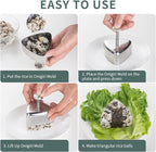 Onigiri Mold, Stainless Steel Rice Ball Mold Sushi Maker, Classic Triangle Spam Musubi Mold for Kids Lunch Bento and Home DIY
