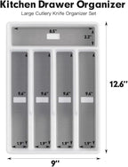 Cutesun Silverware Drawer Organizer Tray, Desktop Plastic Drawer Storage, Cutlery Storage for Kitchen Drawer, Flatware and Utensil Holder Divider for Spoons Forks Knives Tableware, 5 Compartment, Gray