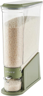 Rice Dispenser 22Lbs, Slim Rice Storage Container for Small Space, BPA-Free Clear Dry Food Dispenser Sealed Moisture Proof, Grain&Cereal Storage Bucket for Kitchen Pantry Household,Green