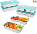 4 PCS Stainless Steel Snack Containers with Lids, Reusable Double Compartment Grab and Go Bento Lunch Box for Adult (4 Snack Containers)