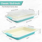 13x9 Inch Heavy-Duty Baking Pan with Lid, Nonstick Rectangular Cake Pan with Silicone Grip Handles and Snap-On Cover, Durable Lasagna Pan for Brownies, Casseroles, Parties & Potlucks