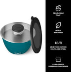 S'well Stainless Steel Salad Bowl Kit 64oz, Peacock Blue, Comes with 2oz Mini Canister and Removable Tray for Organization, Leakproof, Easy to Clean, Dishwasher Safe