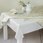 Benson Mills Deluxe Heavy Duty Vinyl Table Pad, Premium Table Protector, Waterproof with Flannel Backing, Quilted Design and Customizable (Off-White, 52" X 120" Rectangular)