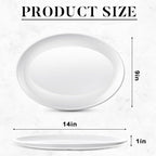 Dandat 12 Pcs Large Serving Platters Oval Trays White Plates Serving Dish for Wedding Party Restaurant Home Steak, Taco, Sushi, Appetizer, Cake (14 Inch)