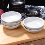 3.1 Inch Porcelain Side Dish Bowl Seasoning Dishes Soy Sauce Dishes Dipping Sauce Bowls-Set of 5,Soy Sauce Dish with Mouth(White)