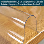1.5mm Thick Crystal Clear Table Cover Protector for Glass Wood Dining Room Coffee Tabletop Plastic Vinyl Tablecloth Rectangular Table Pad Meeting Party Desk Mat Polyester Wipeable PVC 38x96 in or 90"