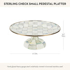 MACKENZIE-CHILDS Enamel Pedestal Platter, Round Cake Stand, Small, Gray-and-White Sterling Check