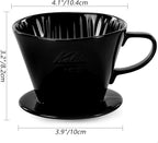 Pour Over Ceramic - Coffee Dripper Ceramic Coffee Maker with 3 Holes Flat Bottom, Porcelain Slow Filter Cone for Travel, Camping, Office, Home, Coffee Maker Brew