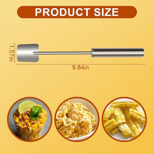 2025 New Long Handle Stainless Steel Corn Stripping Tool, Easy Clean Corn Cob Peeler Corn Peeler Tool, Corn Peeler Stainless Steel Splitter Tool Suitable for Home Kitchen (A-1Pcs)