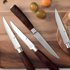 Natura Series 4.5” Serrated Steak Knife Set of 6, High Carbon Stainless Steel, Wooden Handle