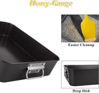 CYEAH 2 Pack Lasagna Pan Deep Baking Pan for Oven, 13.7 in & 16 inch Baking Dishes for Oven, Roasting Pan Brownie Pan with Handles, Nonstick Rectangle Cake Pans Sets for Baking Cooking, Black