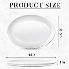 Dandat 24 Pcs Large Serving Platters Oval Trays White Plates Serving Dish for Wedding Party Restaurant Home Steak, Taco, Sushi, Appetizer, Cake (12 Inch)