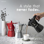 Bialetti Mocha Exclusive Black 6 Cup Open Fire (Coffee Maker, Espresso Maker, Makinetta)