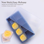 1/2 Cup Silicone Freezer Tray With Lid - Silicone Freezer Molds 4-Pack For meal prep & freezing of various sauces and other dishes, makes 32 perfect 1/2 cup portions cubes (Blue 4 Pack)