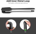 14in Extra Long Silicone Spatula: U-Taste 480ºF Heat Resistant Flexible Baking Mixer Scraper, Large Rubber Mixing Stirring Scraping Seamless Kitchen Turner Utensil for Nonstick Cookware (Black)