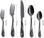 Black Silverware Set for 6, 30-Piece Stainless Steel Flatware Set, Shiny Black Metal Cutlery Set, Include Fork, Knife and Spoon Set, Dishwasher Safe