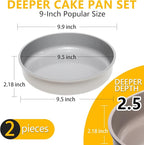 9.5 Inch Round Cake Pan Set of 2,Cast Aluminum Bakeware Ceramic Nonstick Oven and Dishwasher Safe(Beige)