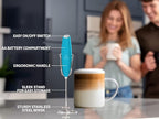Zulay Kitchen Milk Frother Wand – High-Speed Handheld Frother with Upgraded Stand – Electric Foam Maker with Stainless Steel Whisk