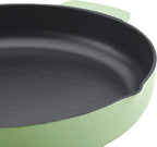 KitchenAid Enameled Cast Iron Frying Pan/Skillet with Helper Handle and Pour Spouts, 12 Inch, Pistachio