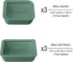 Ceramic Coated Glass Food Storage Container | No PTFE, PFOA, PFAS, and BPA | Reusable Non Toxic Meal Prep Container with Glass Lid | Easy To Store | 6 Piece Food Prep [Pine]
