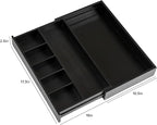 KitchenEdge Adjustable Kitchen Drawer Organizer for Utensils and Junk, Food-Safe Contract Grade with 100% Sustainable Wood, Expandable from 10.5 to 19 Inches Wide - Black Bamboo