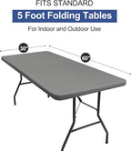 homing Rectangle Table Cloth Cover, Waterproof Polyester Elastic Fitted Tablecloth, Fits for 5 Foot Folding Tables, Washable Table Protector for Picnic, Camping, Outdoor (Grey, 30" x 60")