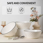 Yeacccng Ceramic Soup Bowls Set of 3, 46oz Deep Soup Bowls, Scratch-Resistant, Lead-Free, 8 inch Diamond Pattern Soup Bowl for Oatmeal,Salad,Pasta,Soups,Dessert,Fruits, Dishwasher & Microwave Safe