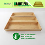 2-Piece V-Shaped Bamboo Drawer Organizer - Ideal for Kitchen's Large Long Tableware, Cooking Utensils, Flatware, Silverware - Wood Storage Box for Home, Bedroom, Bathroom (19.6"x12.4" & 19.6"x7.8")