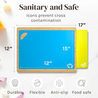 Cutting Boards for Kitchen – Bamboo Cutting Board Set with 6 Color-Coded Flexible Chopping Mats, Easy Clean Wood and Dishwasher-Safe Plastic, Large 17×12, Knife-Friendly by Cooler Kitchen