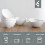 Porcelain Small Serving Bowls, 10 Ounce Dessert Bowls for Ice Cream Snacks Appetizer Candy Dishes, Dishwasher Safe Durable Ceramic White Bowl for Party, Set of 6