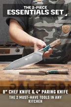 Dalstrong 2 Piece Knife Set - Chef Knife 8 inch & Paring Knife 4 inch - Valhalla Series - Premium 9CR18MOV HC Steel - Celestial Resin & Wood Handle - Razor Sharp - Essential Set - Leather Sheath