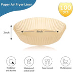 100PCS Air Fryer Paper Liners, Disposable Non-Stick Air Fryer Parchment Paper Fit 4-8QT Air fryer Basket Oil Resistant, Waterproof Baking Paper Roasting Microwave (Round,8 Inch)