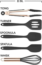 COOK WITH COLOR Silicone Cooking Utensils, Kitchen Utensil Set, Easy to Clean Silicone Kitchen Utensils, Cooking Utensils for Nonstick Cookware, Kitchen Gadgets Set, Mini, Black