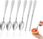 Grapefruit Spoon & Knife Set,Stainless Steel Grapefruit Spoon Utensil With Serrated Edge,Silver Kitchen Tool,Multi-Use for Citrus, Kiwi,Dessert, Avocado & More (6 PCS)