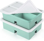 2 PACK 1 Cup Silicone Freezer Trays With Lid For Freeze & Store Soup, Broth, Leftovers, Microwave-safe Soup Freezer Container - Green