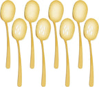 8 Pieces Extra Large Serving Spoons Set, 11 Inch Serving and Slotted Spoon, Stainless Steel Cooking Spoons, Serving Utensils for Kitchen Buffet Parties (Gold)