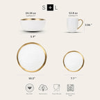 Stone Lain Florian Modern Porcelain Dish Set, 32-Piece Dishes for 8, White