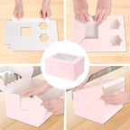 Pink 10 Packs cajas para postres and Cupcake Box 3 Holes Fit 2 Cupcakes and 1 Mini Cake Box with Clear Window and Stickers for Wedding Birthday Party Bakery pastry boxes(Pink, 1+2(10Pack))