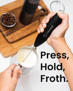 Elementi Milk Frother Handheld - Electric Coffee Mixer for Lattes, Cappuccinos and Cold Foam - Compact Drink Frother Wand for Barista-Style Beverages - Yellow