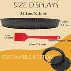 DATANYA Tart Pans with Removable Bottom 10 Inch Quiche Pan, Heavy Duty Carbon Steel Round Non-stick Fluted Pie Tart Pan for Mousse Cakes, Christmas Dessert Baking (10.2 Inch 1pc)