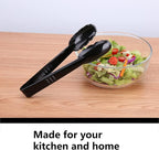 24 Pieces Plastic Salad Tongs, Black Kitchen Serving Tongs, 9 Inch Disposable Utensils Set, Heavy Duty Scalloped, Perfect for Buffets and BBQ, Food Safe Material