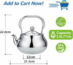 SANQIAHOME Stainless Steel Teapot With Removeable Infuser 71 oz (2000ml) Thickened Mirror Polished Stovetop Tea Maker for Herbal and Infusion
