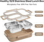 Stainless Steel Lunch Box, 3 Compartments Bento Box Leakproof Lunch Box,Quality,Airtight,Dishwasher Safe, BPA-Free.