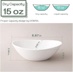 DOWAN White Cereal bowls, 16 Ounces Ceramic Dessert Bowls Set of 6, Oval Ice Cream Bowls for Cereal Snack Dessert Pasta and Side Dish, Microwave & Dishwasher Safe, Good Size for Garden Tea Parties