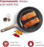 Caannasweis Nonstick Granite Frying Pan Skillet, Non Stick Omelette Fry Pans, Omelet Egg Pan, Stone Cookware Chef's Pan, Induction Compatible, PFOA Free (Gray, 11 Inch with Lid)